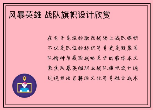 风暴英雄 战队旗帜设计欣赏